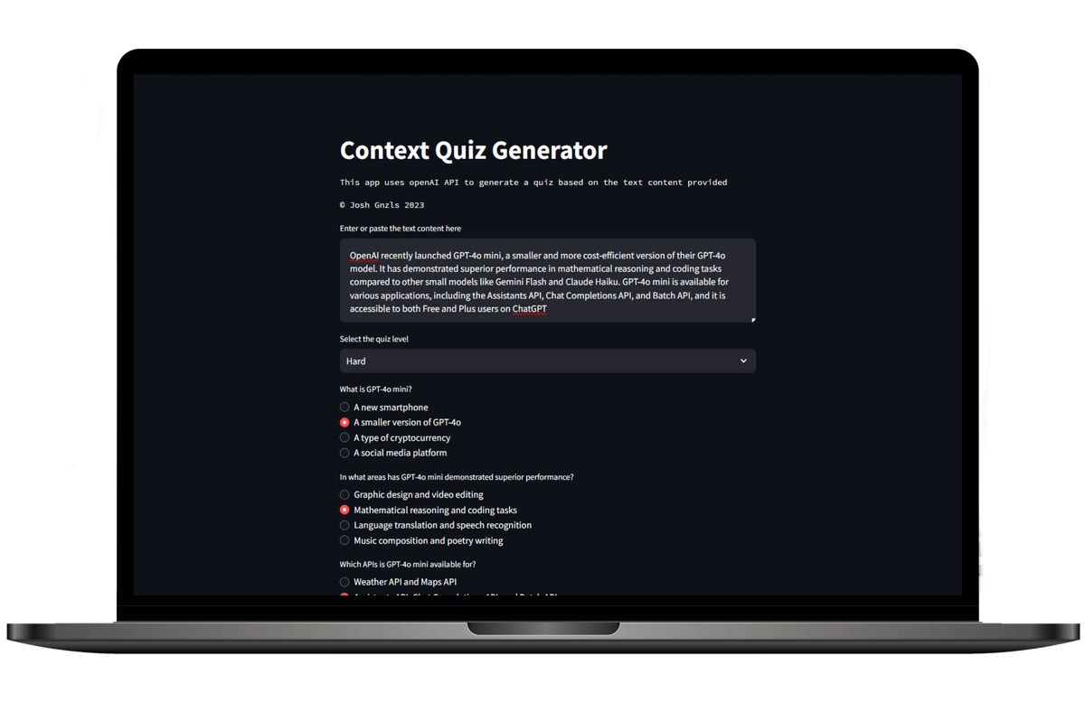 context quiz generator